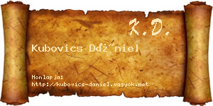 Kubovics Dániel névjegykártya